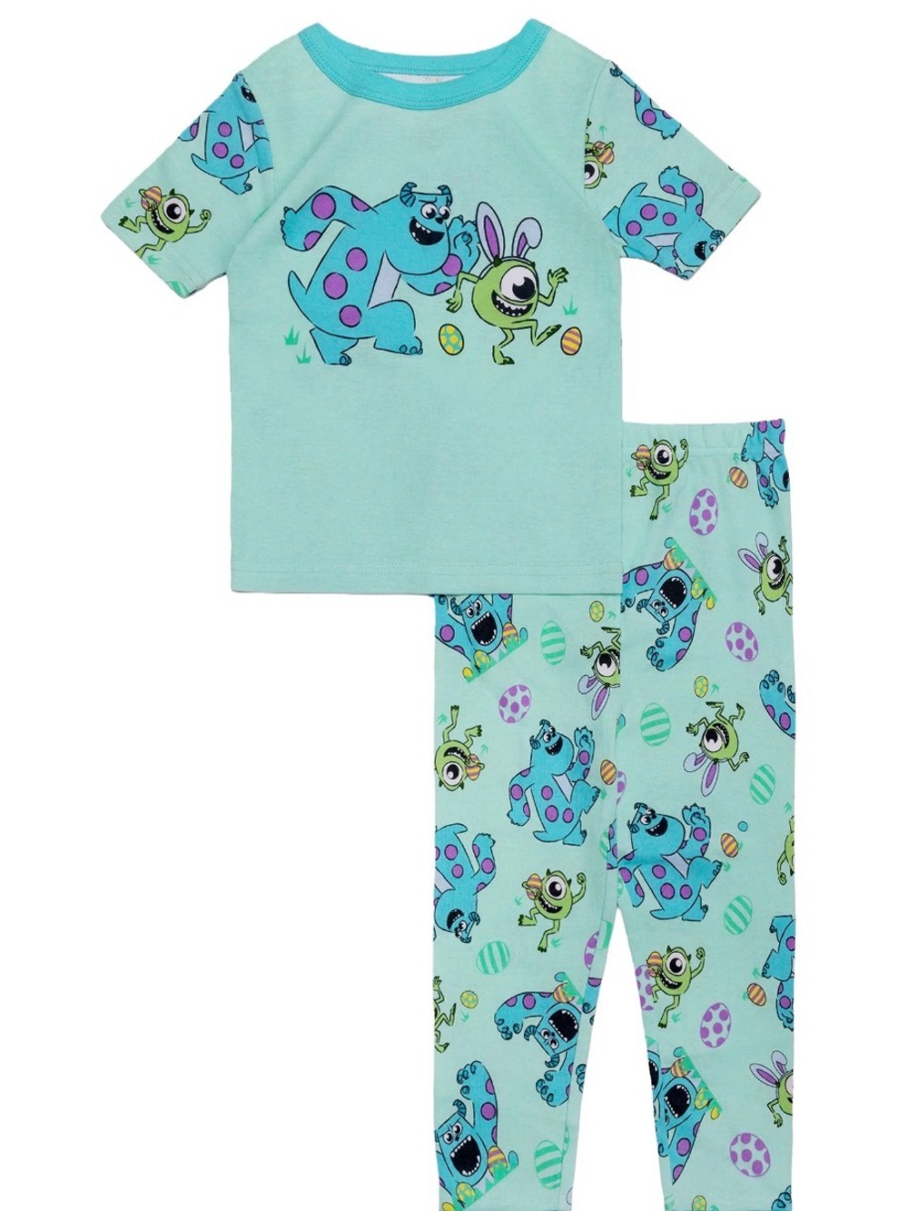 Monsters Print Light Teal Kids Pajama Set